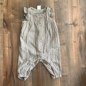 Olive green ruffled onesie from H&M